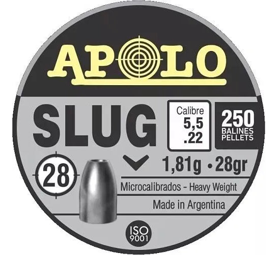 Diabolo Apolo E-19302 Slug 28gr Cal 5.5mm 250pz