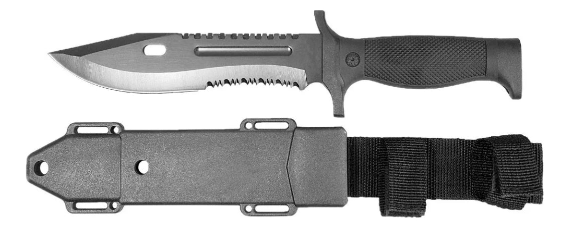Cuchillo Táctico Monte Campismo Pavonado Con Funda Lion