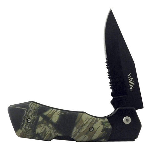 Navaja Táctica Con Mango Pvc Camuflaje Color Verde Wallis