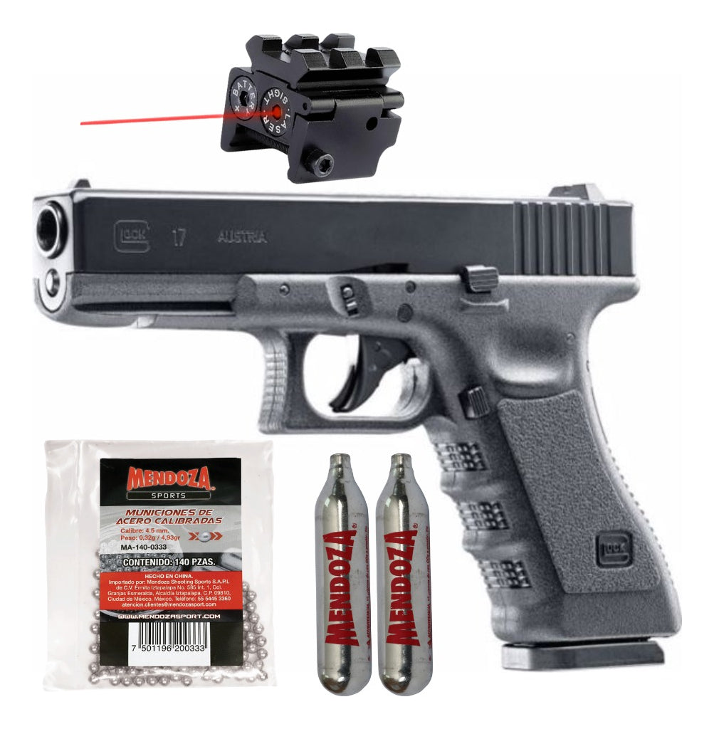 Pistola Umarex Glock 17 Co2 Balines Postas 4.5mm + Mira
