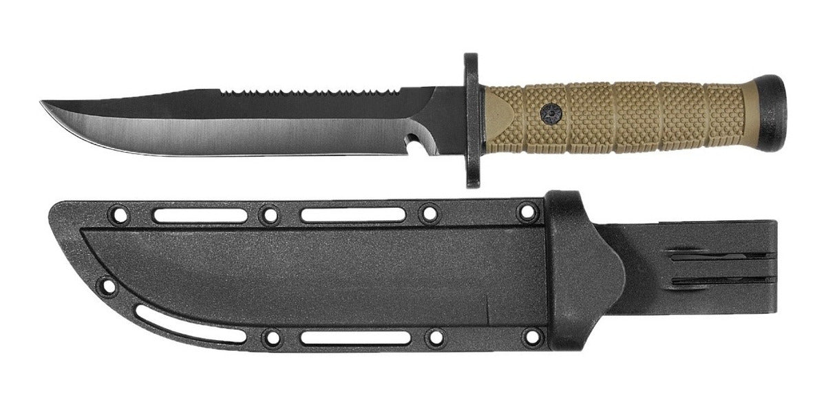 Cuchillo Tactico Monte Campismo Pavonado Color Negro/verde