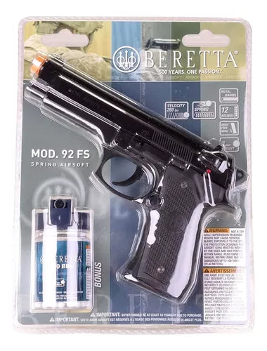 Pistola Umarex Beretta 92fs Airsoft De Resorte + 500 Bbs 6mm