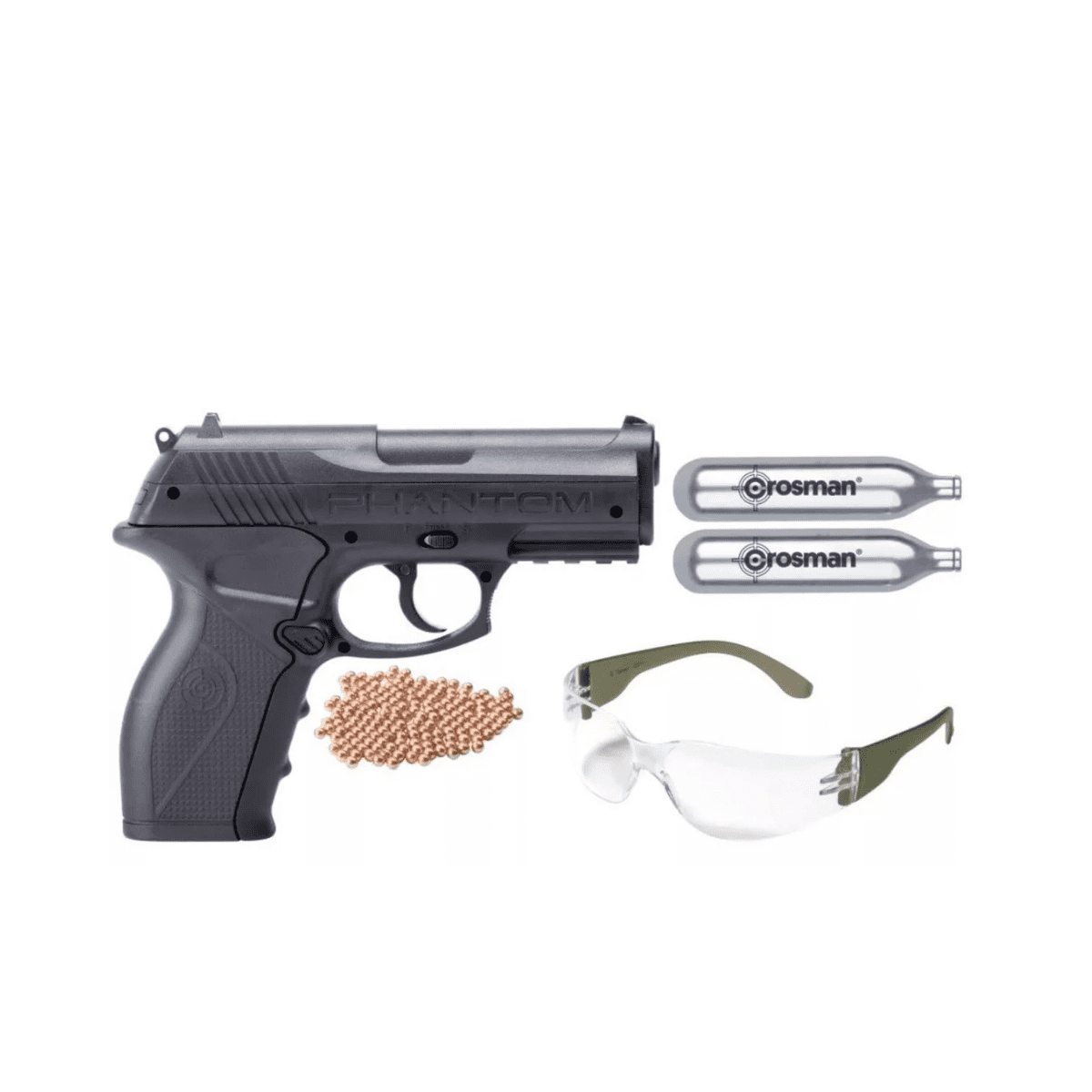 Pistola Deportiva Crosman + 2 Co2 + Lentes + Municiones 4.5 Grafito 4.5 Mm