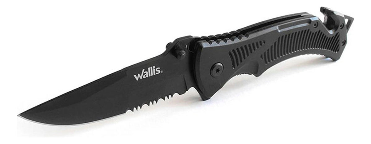 Navaja Táctica Mango Negro, Hoja Lisa-sierra, K900325 Negro