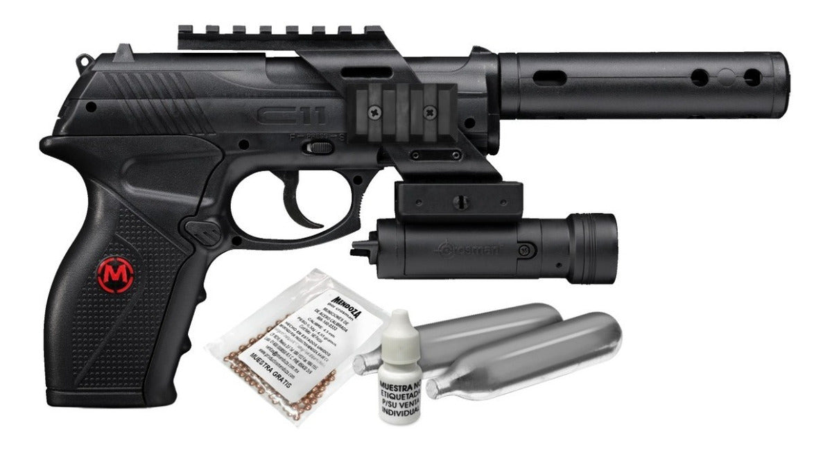 Kit Pistola Co2 Tacc11kit2 C/ Mira Isr 4.5mm Crosman Mendoza
