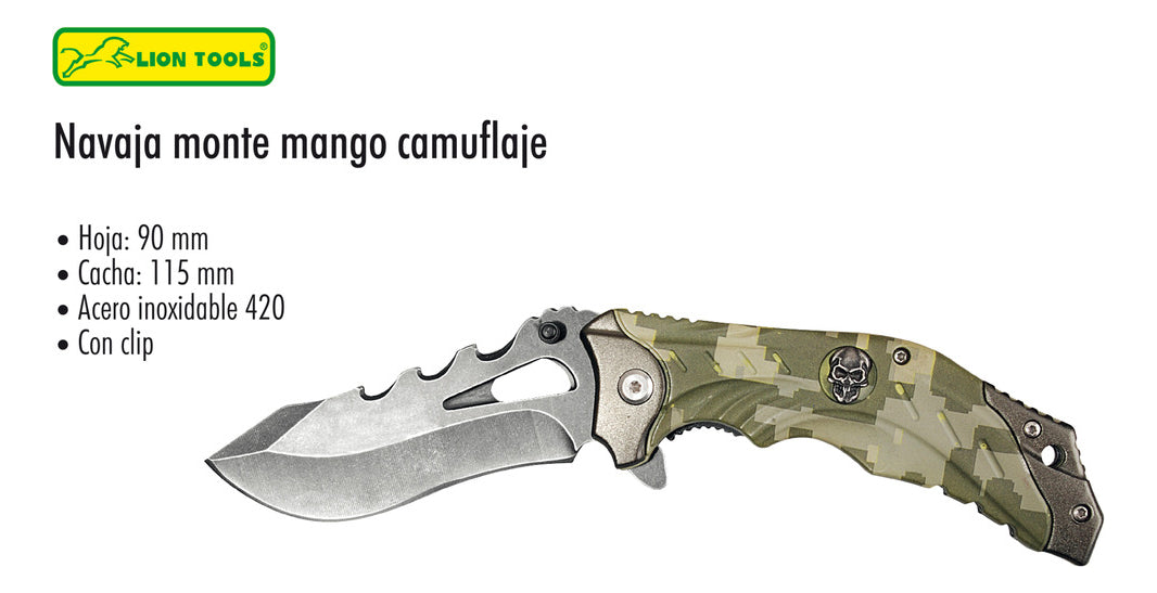 Navaja Cuchillo Clip Camuflaje Militar Semi Automática Caza