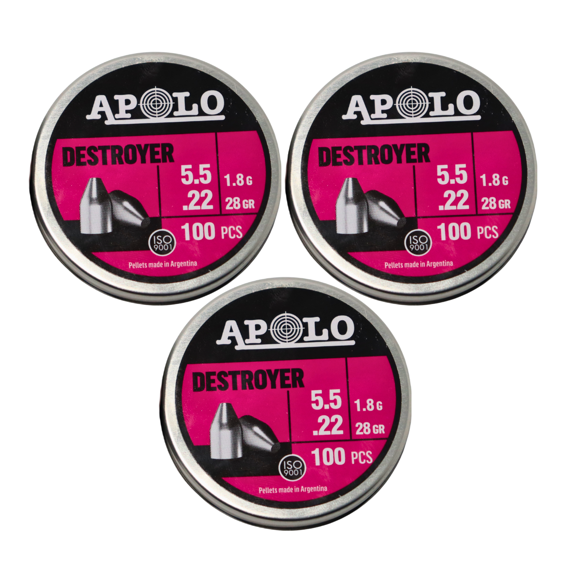 Diábolos Apolo E-19901 5.5 mm Punta Slug p/ PCP 28gr 3 Pack