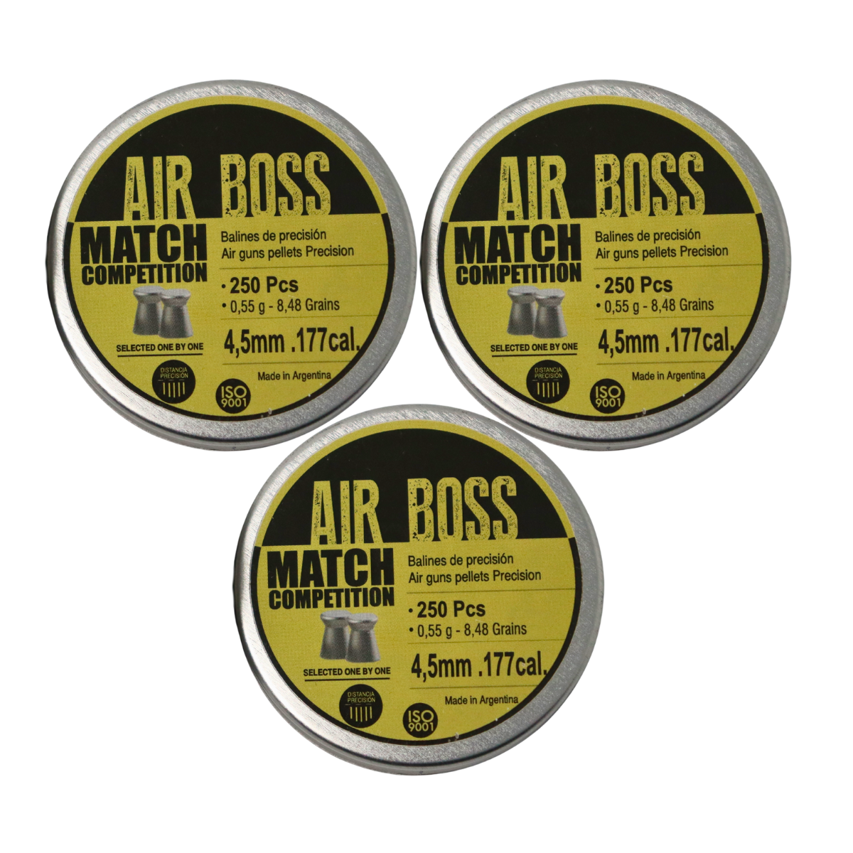 3 Pack Air Boss Diábolo E-30301 4.5 mm Punta Plana 8.48 gr