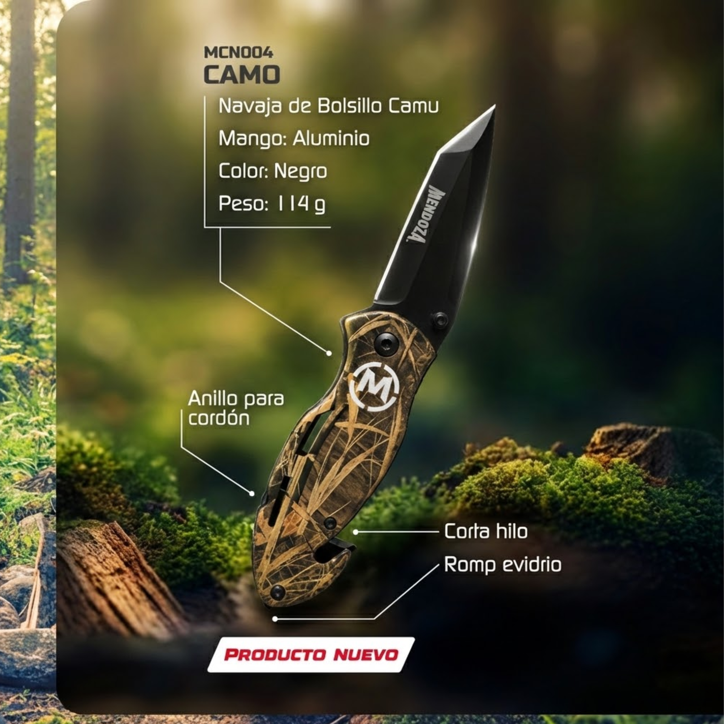 Navaja de Bolsillo Mendoza Camo Acero Inoxidable
