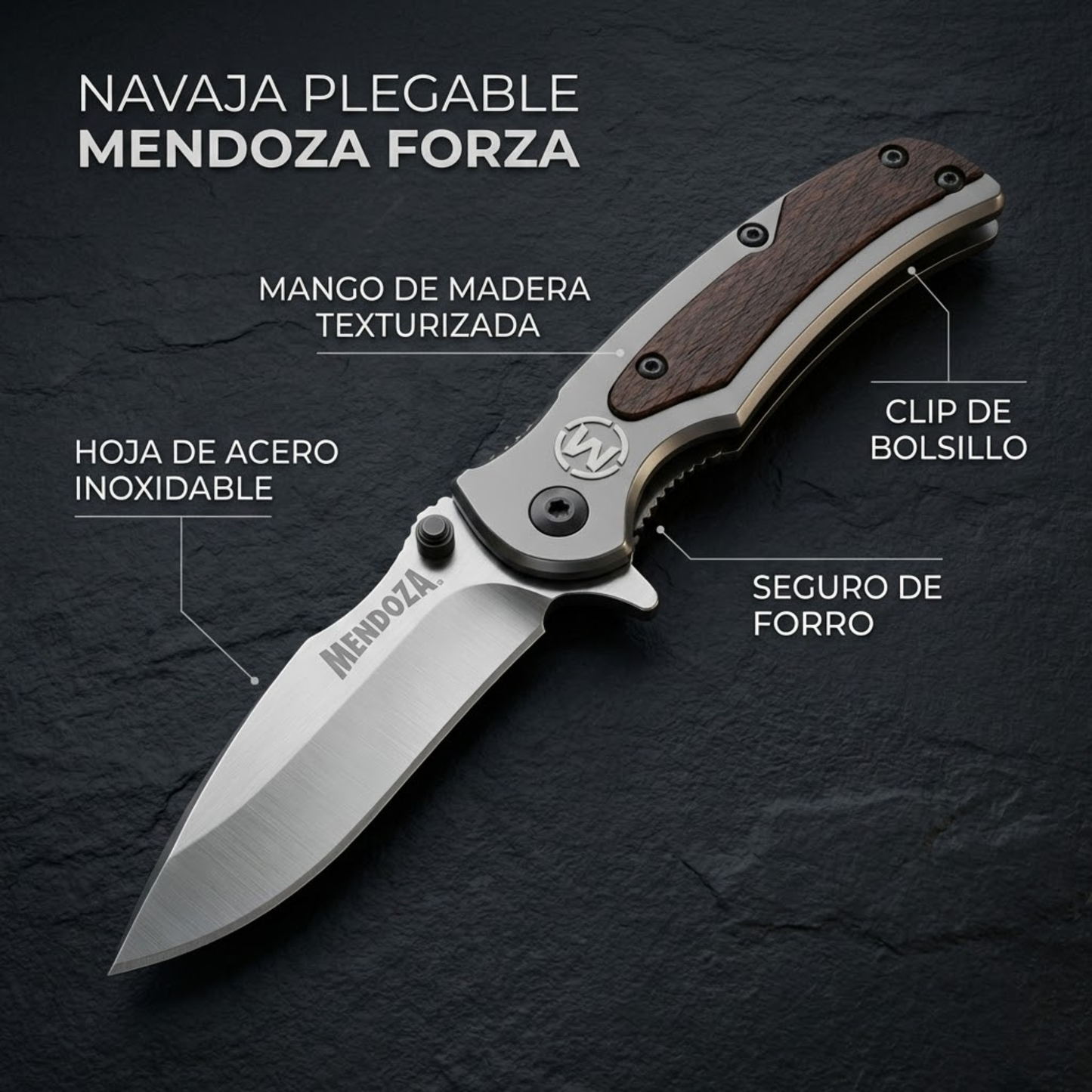 Navaja de Bolsillo Mendoza Forza Mango de Acero/Madera