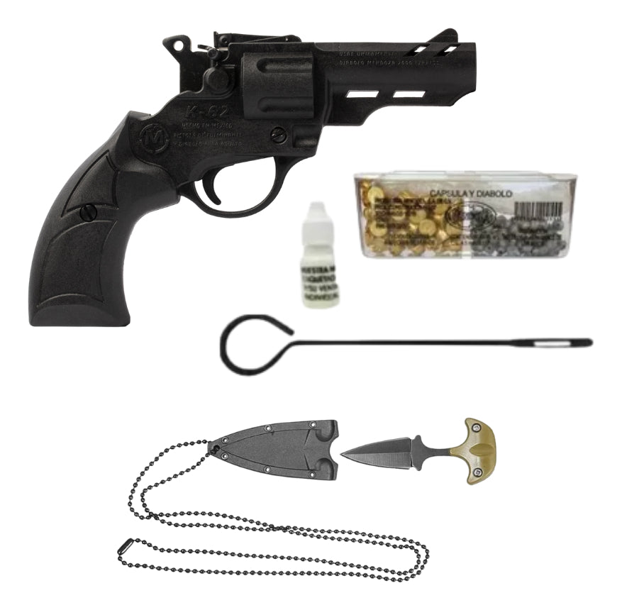 Pistola Mendoza Munisalva Cañón Corto 4.5mm Diabolo Salva + Navaja
