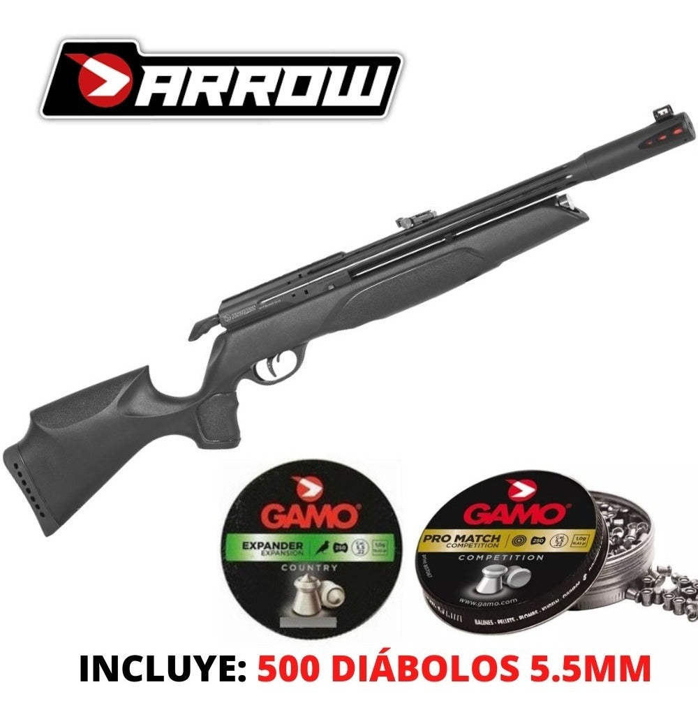 Rifle Pcp Gamo Arrow De 10 Tiros Cal. 5.5mm + 500 Diabolos