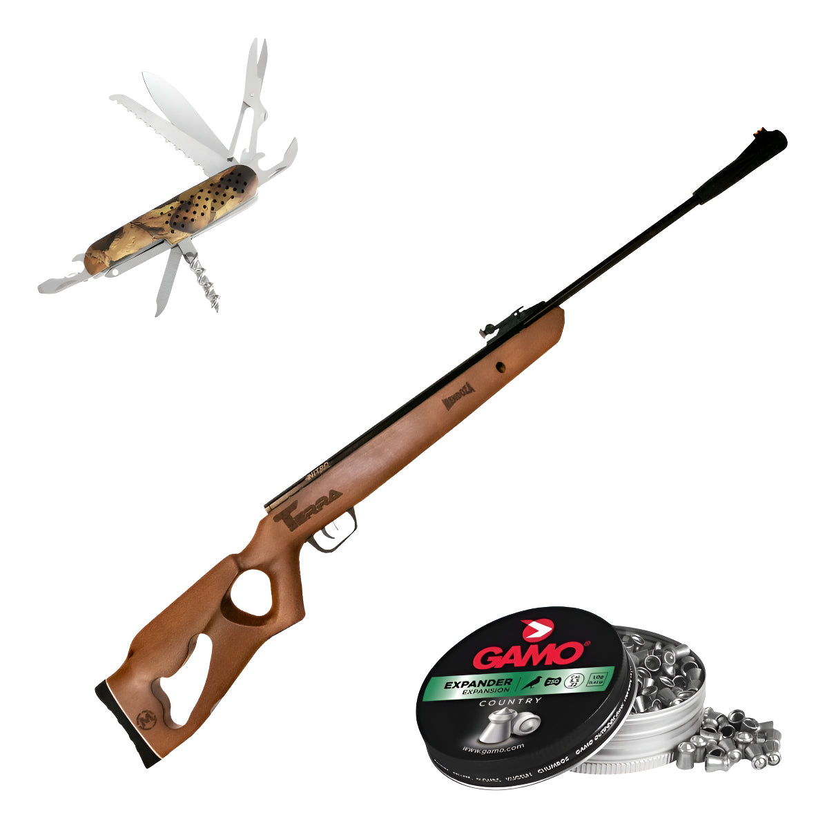 Rifle Nitropiston Mendoza Terra 5.5mm 30j Pavonado Kit