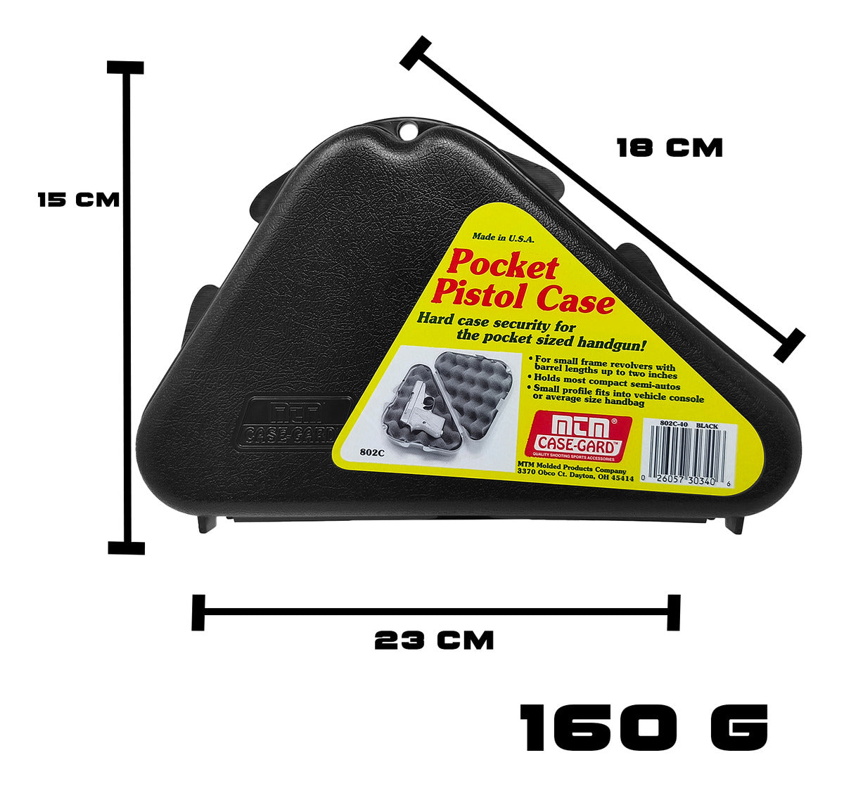 Estuche Rígido Arma Corta Compacta Mtm 802c Con Goma Espuma