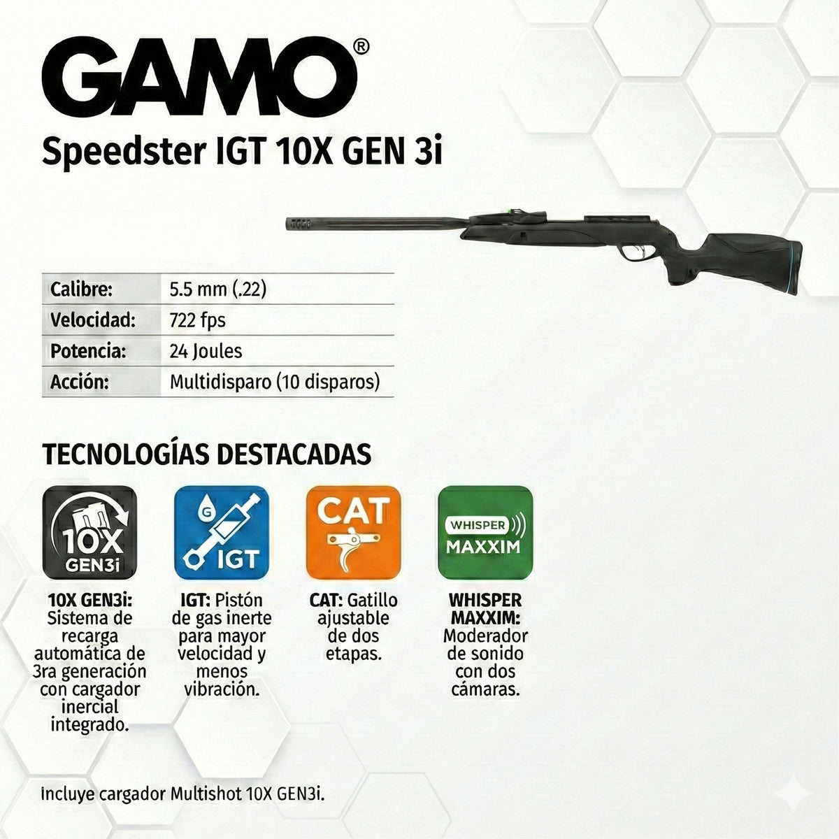 Rifle Deportivo Gamo Speedster Gen3 5.5 Mm 10 Tiros Cacería
