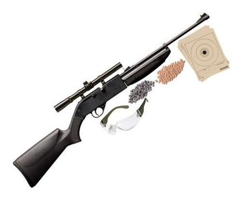 Rifle Bombeo Crosman C/ Mira + Municiones + Lentes 4.5 Negro