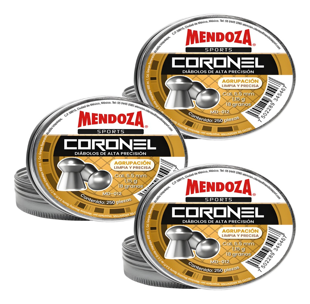 Diábolos 5.5mm Mendoza Coronel Md-012 Domo 250pz 3 Pack
