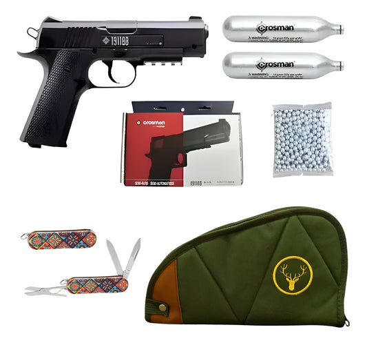 Pistola Co2 Crosman 1911bb 4.5mm 20 Tiros C/ Funda Verde Kit