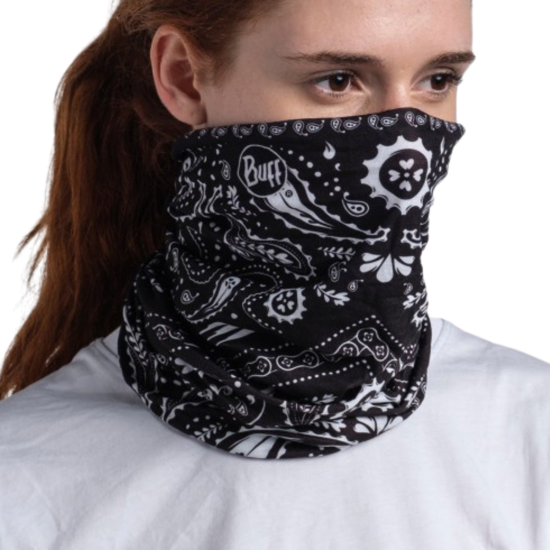 Bandana Buff Original Ecostretch Negro Con Blanco Upf 50 Sun