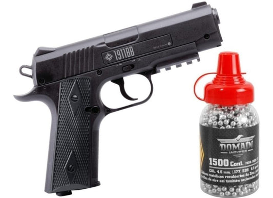 Kit Balines 1500 Piezas + Pistola Co2 1911bb 4.5mm Crosman
