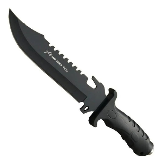 Cuchillo Tipo Rambo 9410 Campismo Militar Táctico Negro