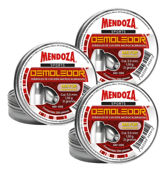 Diábolos 5.5mm Mendoza Demoledor Md-006 Slug 250pz 3 Pack