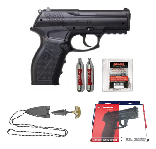 Pistola Co2 Crosman C11 18  Tiros Balines 4.5mm + Navaja