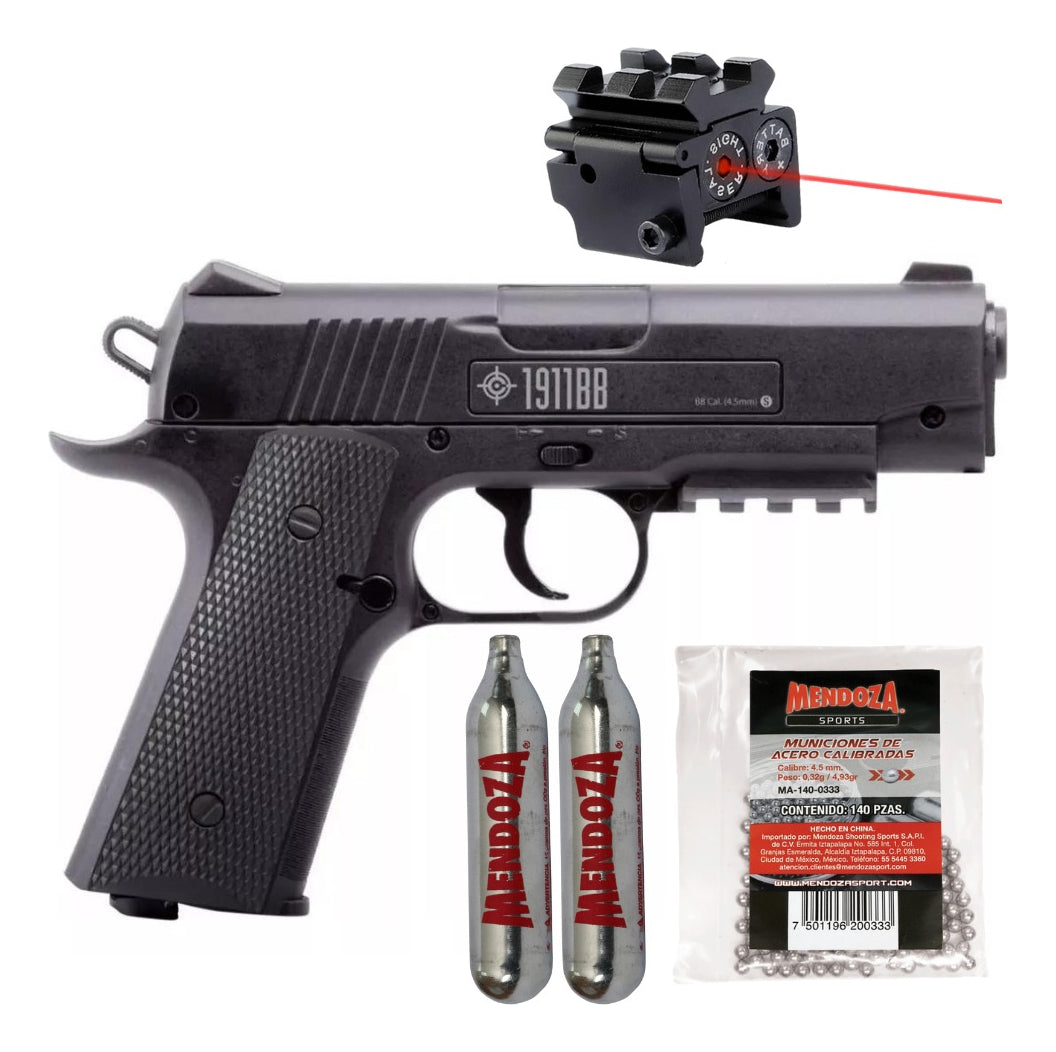 Kit Pistola Crosman 1911bb 4.5mm + Balines+ 2 Co2+ Mira