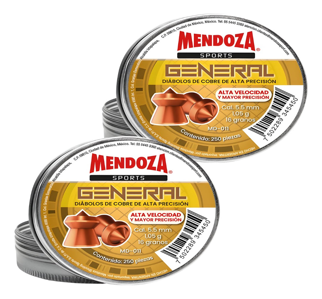Diábolos 5.5 Mm Mendoza General Md-011 250pz 2 Pack