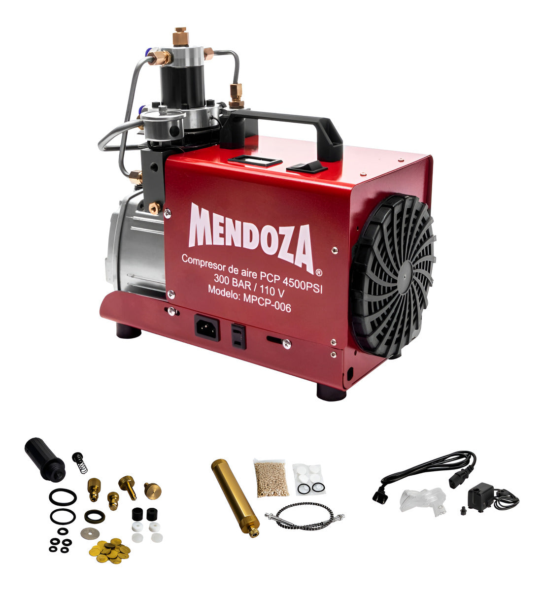 Compresor Mendoza Para Rifles Pcp 4500 Psi 110v Rojo