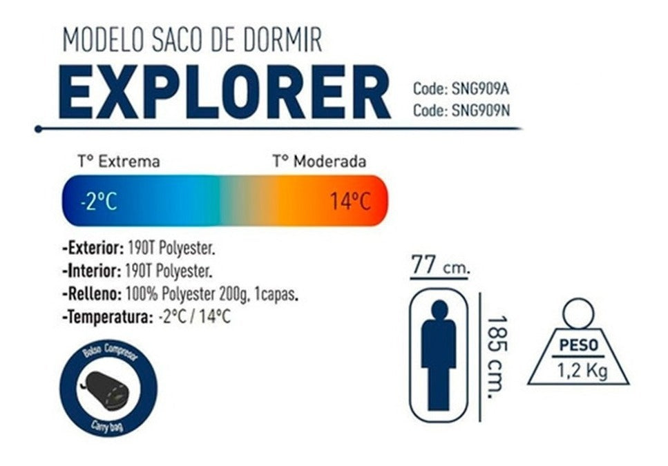 Bolsa Para Dormir Nat Geo Explorer, -2° C Hasta +14° C Azul
