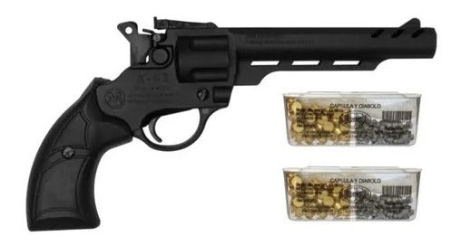 Kit Pistola Deportiva Cañon Largo + 50 Salva/diabolo Mendoza