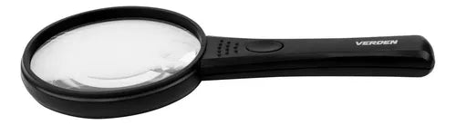 Lupa De Vidrio 90 Mm Con Luz Led Mo-014 Verden