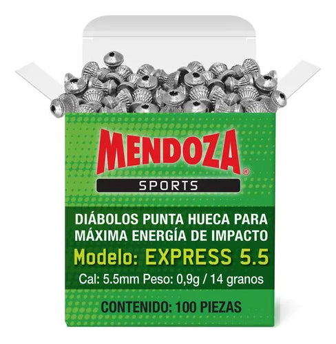 Caja De Diábolos Express Mendoza Calibre 5.5mm De 100 Piezas