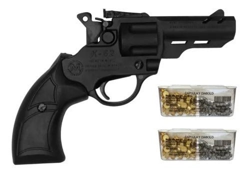 Kit Pistola Deportiva Cañon Corto + 50 Salva/diabolo Mendoza