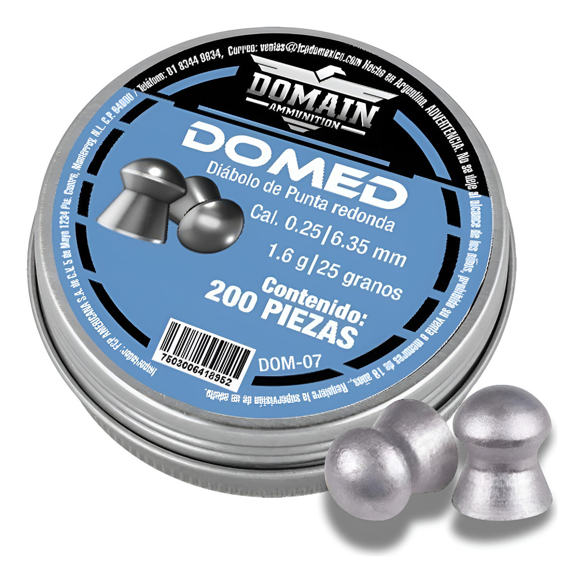 Diábolos  Domain Dom-07 Domed 25gr Cal 6.35mm 200pz