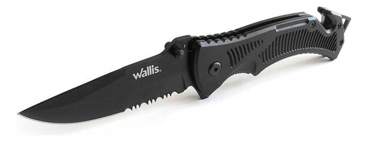 Navaja Táctica Mango Negro, Hoja Lisa-sierra, K900325 Negro