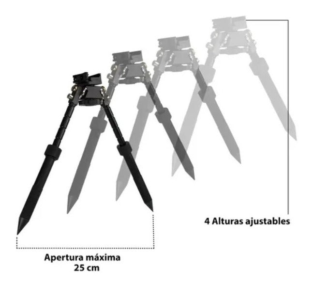 Bipode Tactico Militar Beeman 5 Posiciones Soporte Ajustable