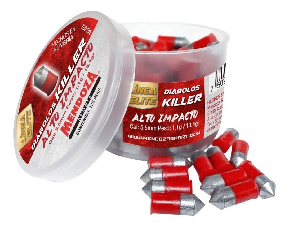 Diabolo Pesado Killer 5.5mm Plastico Y Zinc 125 Pzs Mendoza
