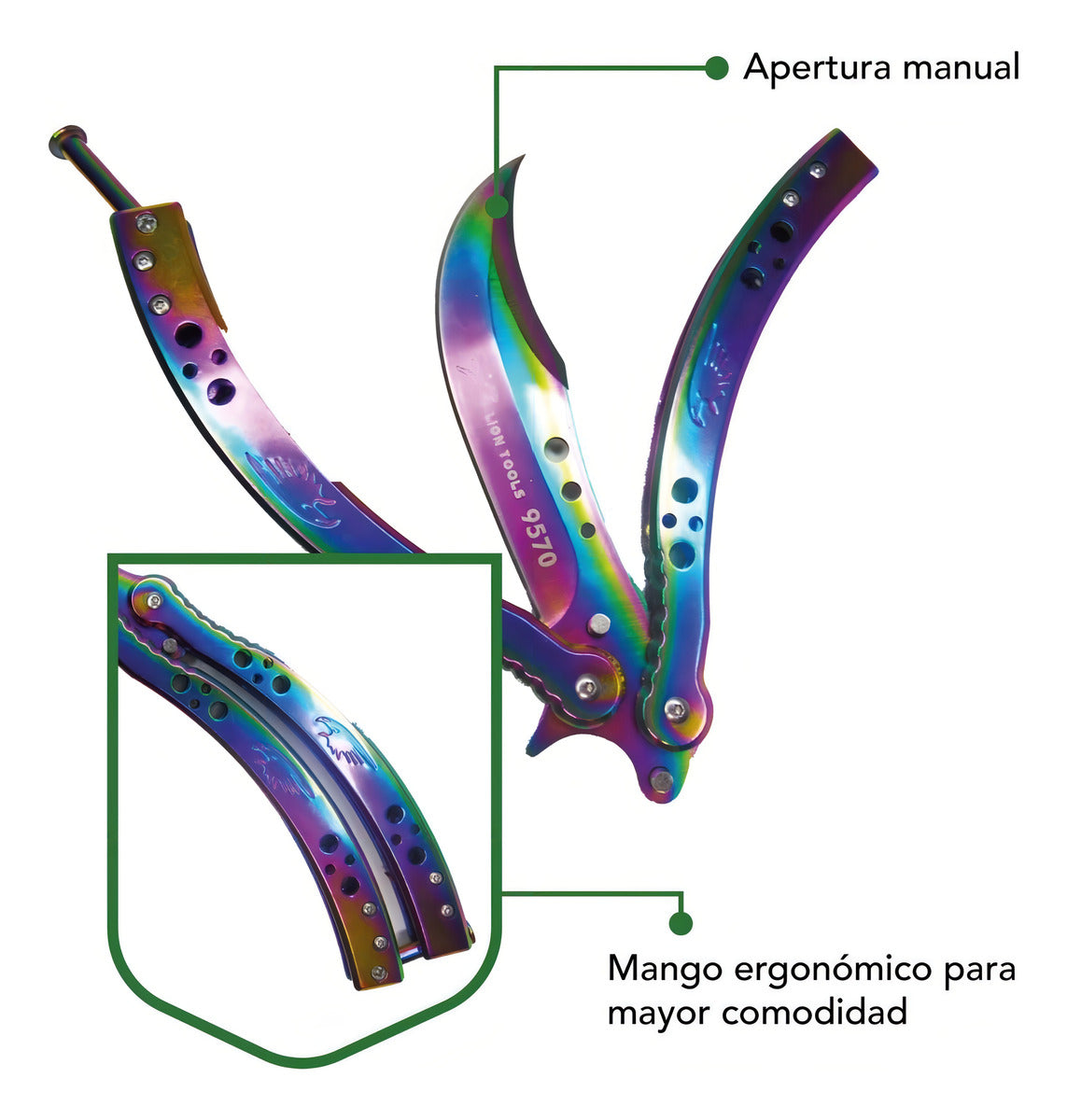 Navaja De Monte Tipo Mariposa Lion Tools 9570