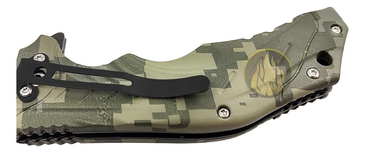 Navaja Cuchillo Clip Camuflaje Militar Semi Automática Caza