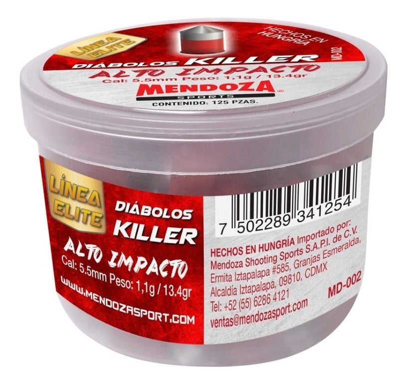 Diabolo Pesado Killer 5.5mm Plastico Y Zinc 125 Pzs Mendoza