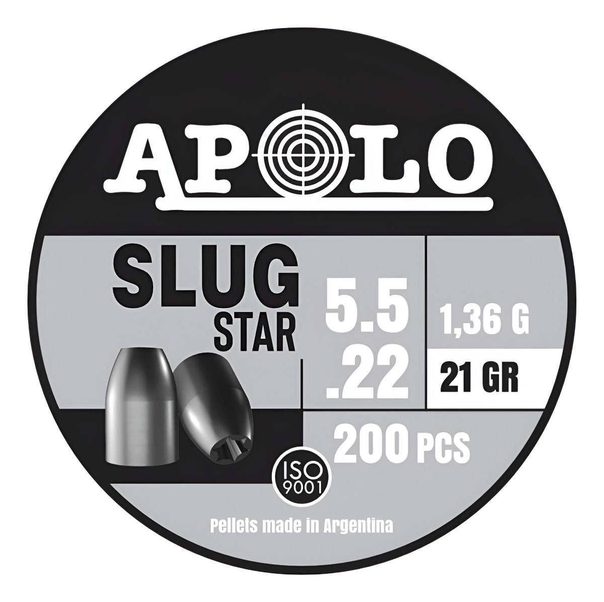 Diábolo Apolo 19312 Slug Star 21gr Cal 5.5 200pz