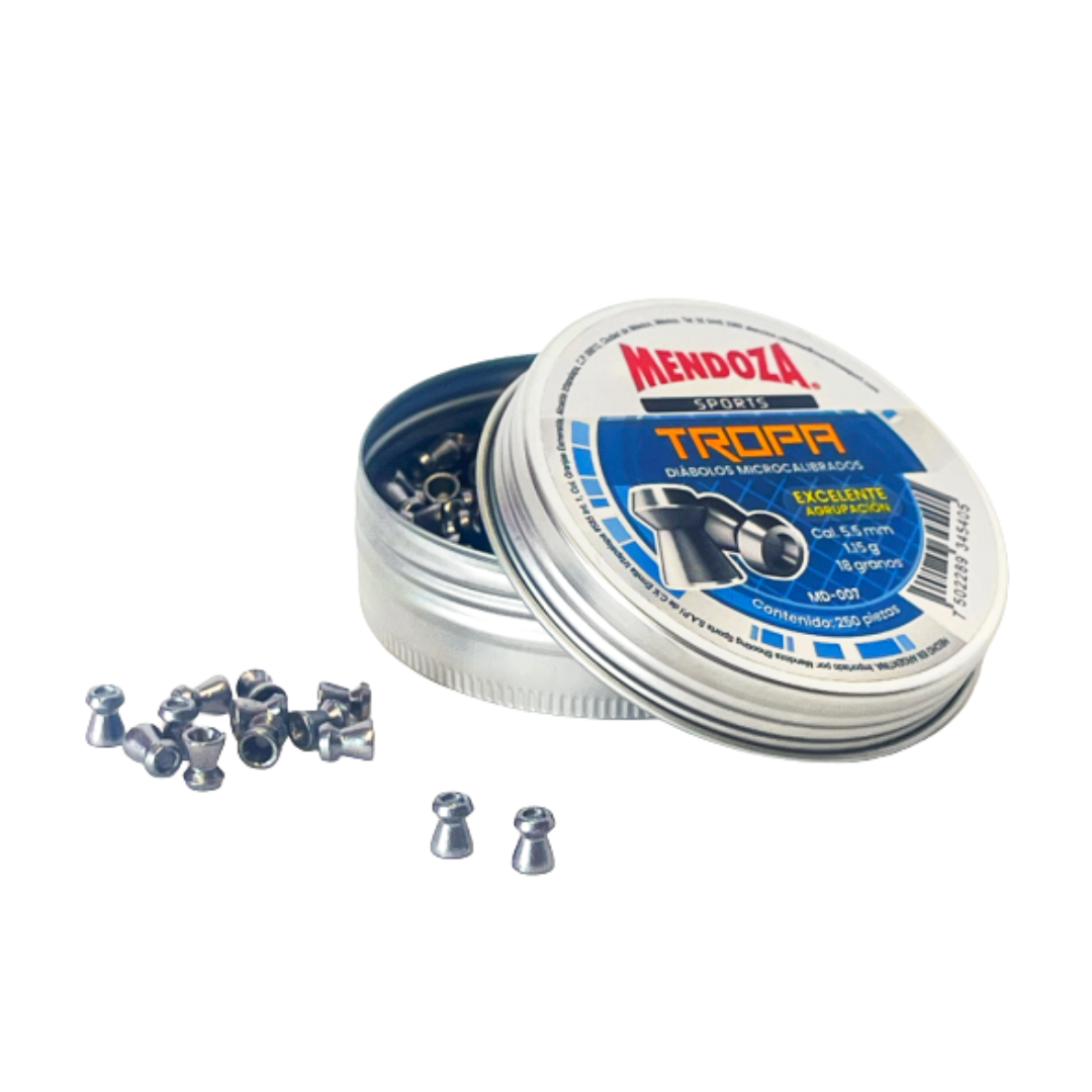 Diábolos Mendoza Tropa Md-007 Expansivos 5.5mm 250pz.