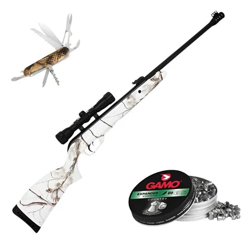 Rifle Gamo Deportivo Black 1000 Winter Camo C/ Mira 5.5mm En Kit