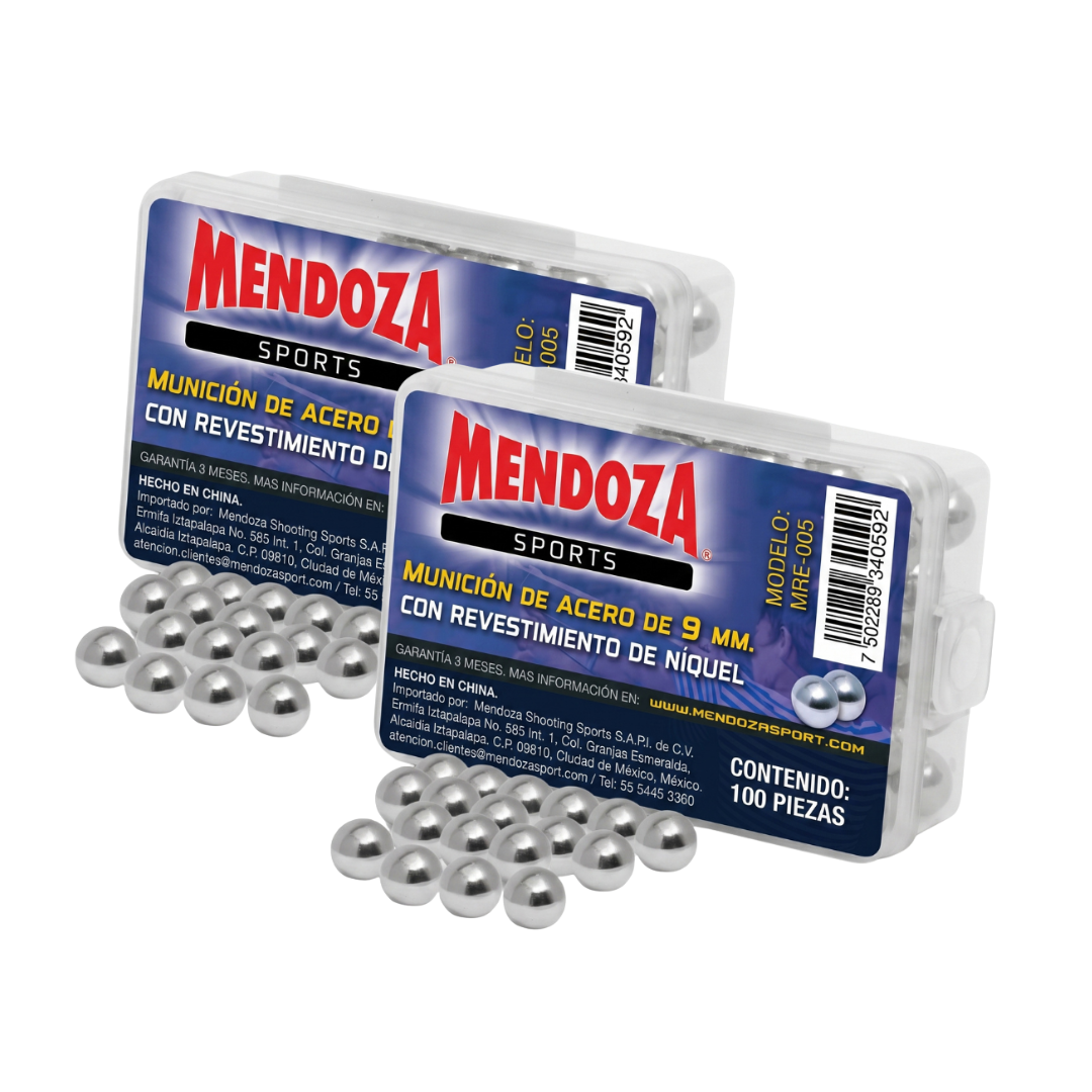 Municion De Acero 9mm Mendoza 2 Pack 200Pzas Resortera