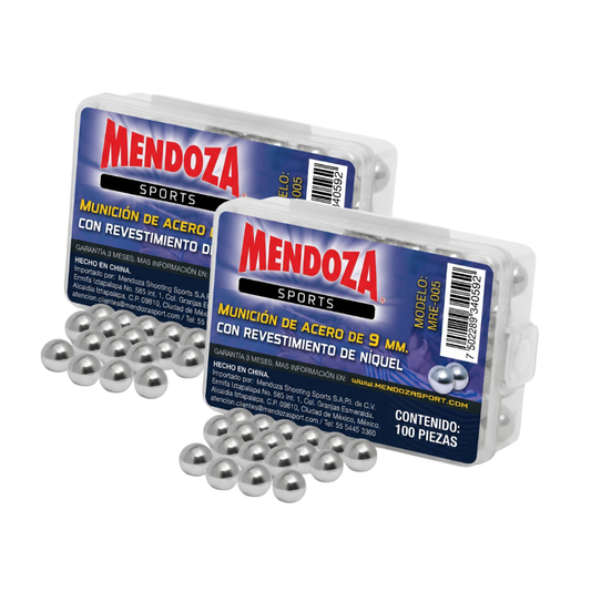 Municion De Acero 9mm Mendoza 2 Pack 200Pzas Resortera