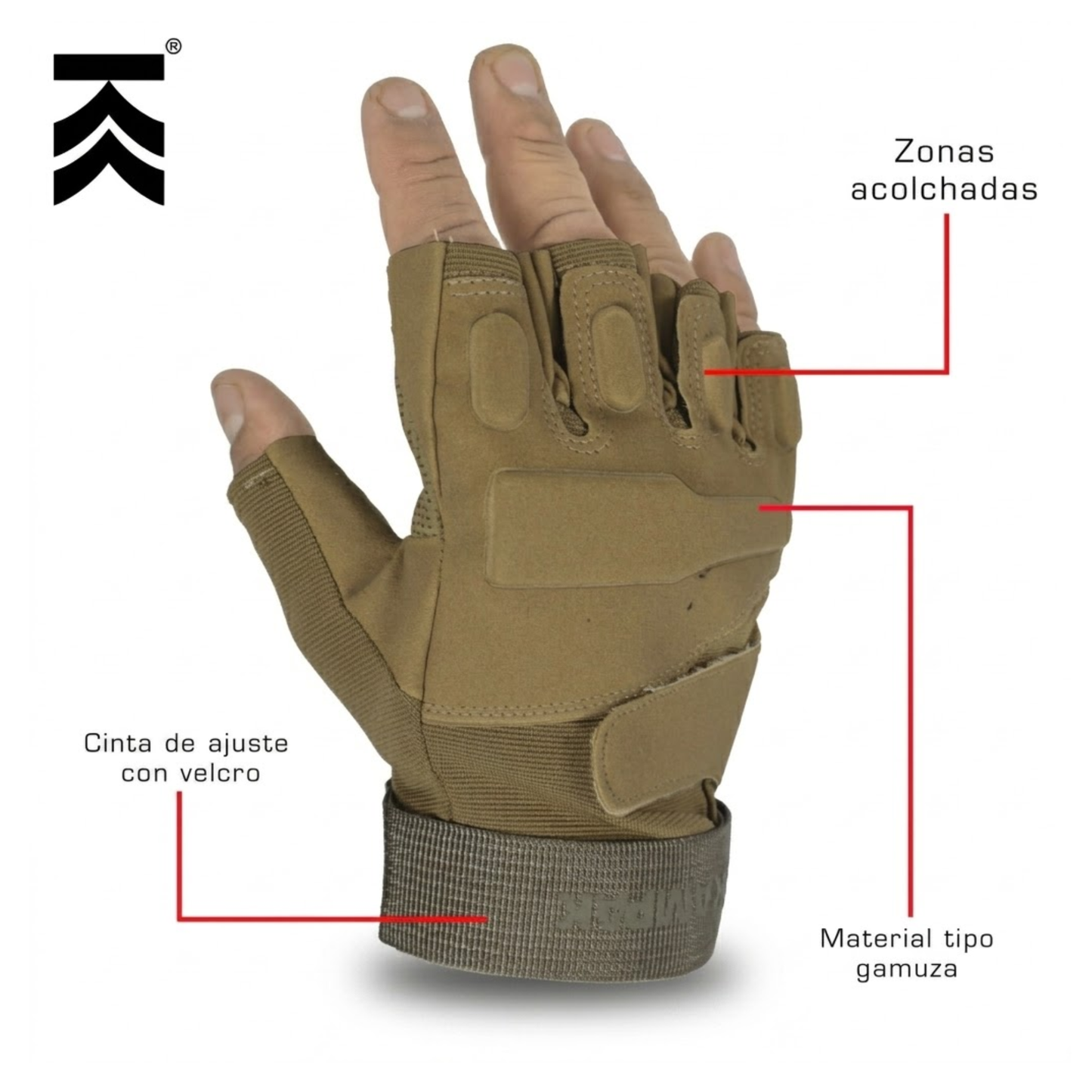 Guantes Kampak 730 Tácticos Cortos Nudillos Antiderrapantes