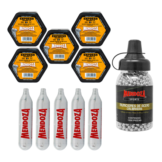 Pack Mendoza 5 Tanques Co2 + Diábolos 4.5mm + 1500 Balines