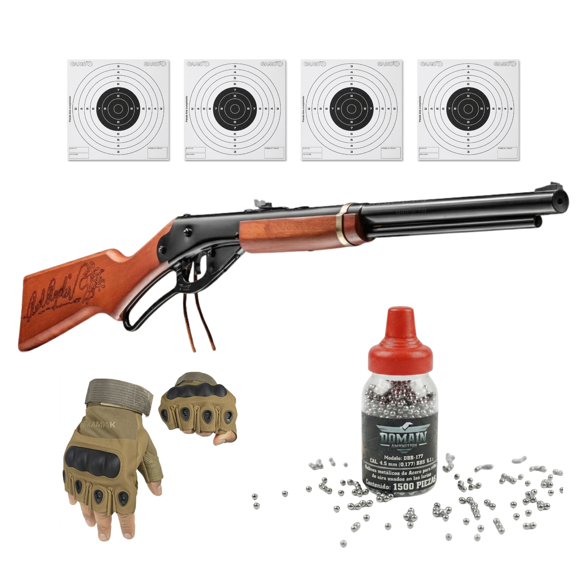 Rifle Daisy Adult Red Ryder 4.5mm Kit Guantes 4 Dianas